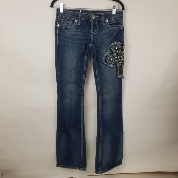 Premiere Denim by rue21 Denim - PREMIER by RUE21 Jeans Size 1/2 Slim Boot Cut Cross on Right Leg